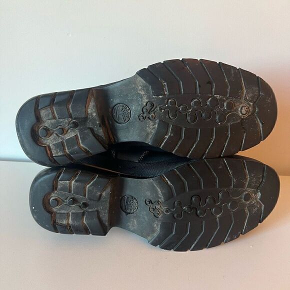 TIMBERLAND Ankle Chelsea Boots Leather Lace Up Wedge Womens Size 8.5 Black - Picture 10 of 11